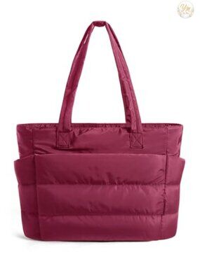 BAGSMART Puffy Tote Handbag for Women, Lightweight Quilted Work Laptop Bag,